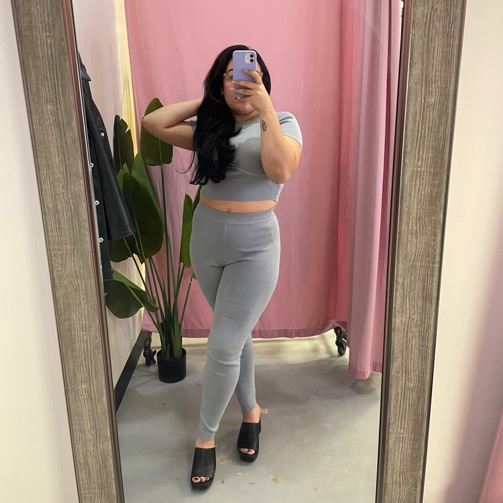 Two Piece Rib Knit Set / Grey / NEW